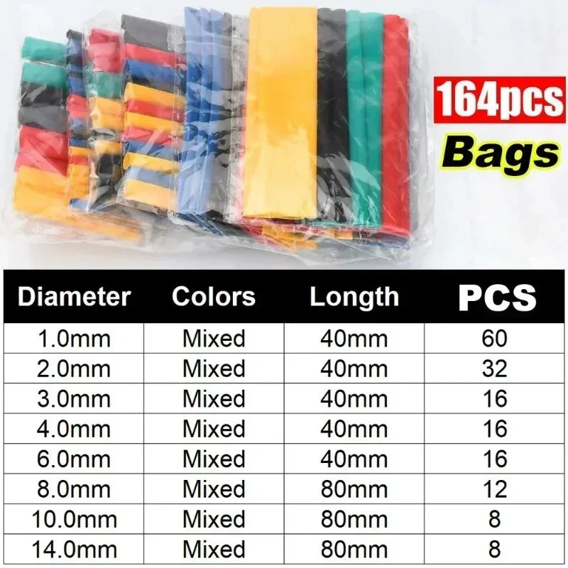 Heat Shrink Tubing Kit – 5 Colors 8 Sizes 2:1 Wire Insulation