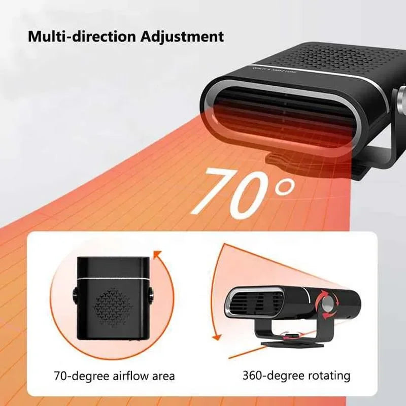 Mini Portable Car Windshield Defroster Heater with PTC Heating Element Ventilation Function Ceiling-Mounted Plastic ABS Material Peaceful Pleasures Health and Wellness