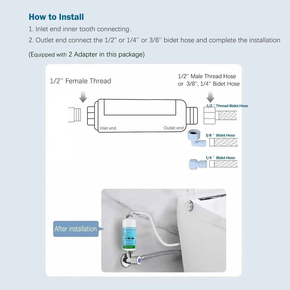 Bidet Inlet Pre-Filter | 1/2" 1/4" 3/8" Toilet Water Filter Set
