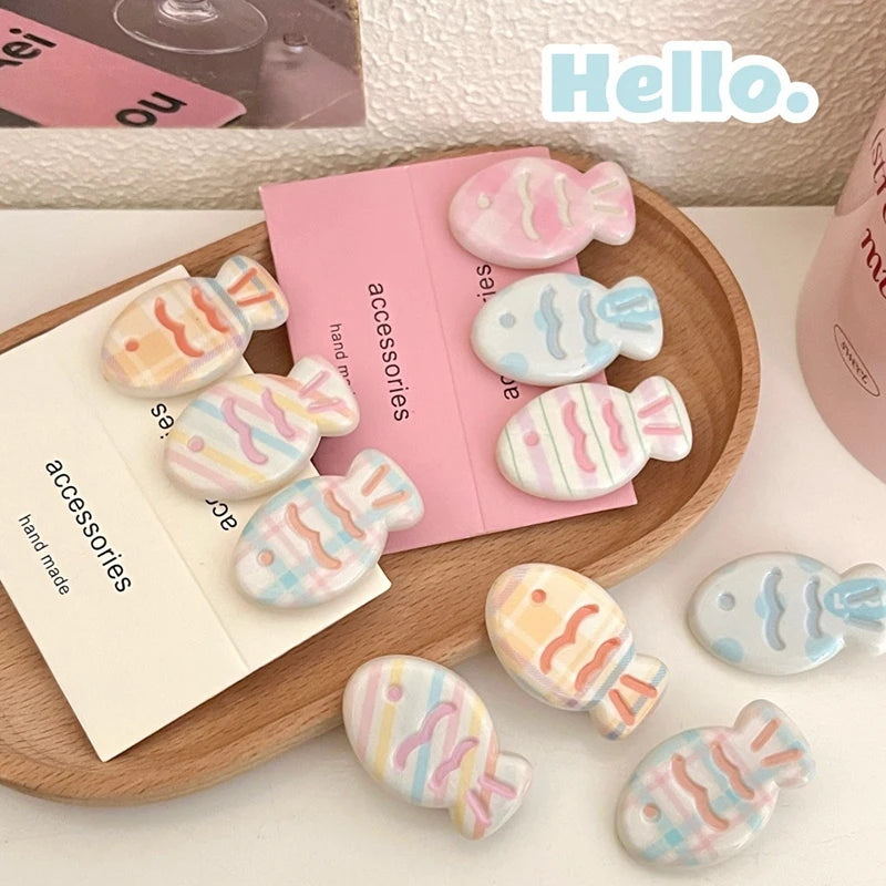 Colorful Little Fish Hair Clip Set Sweet and Girlish Cute Bangs Side Clips Versatile Student Hairpin Cartoon Hair Accessories Peaceful Pleasures Health and Wellness