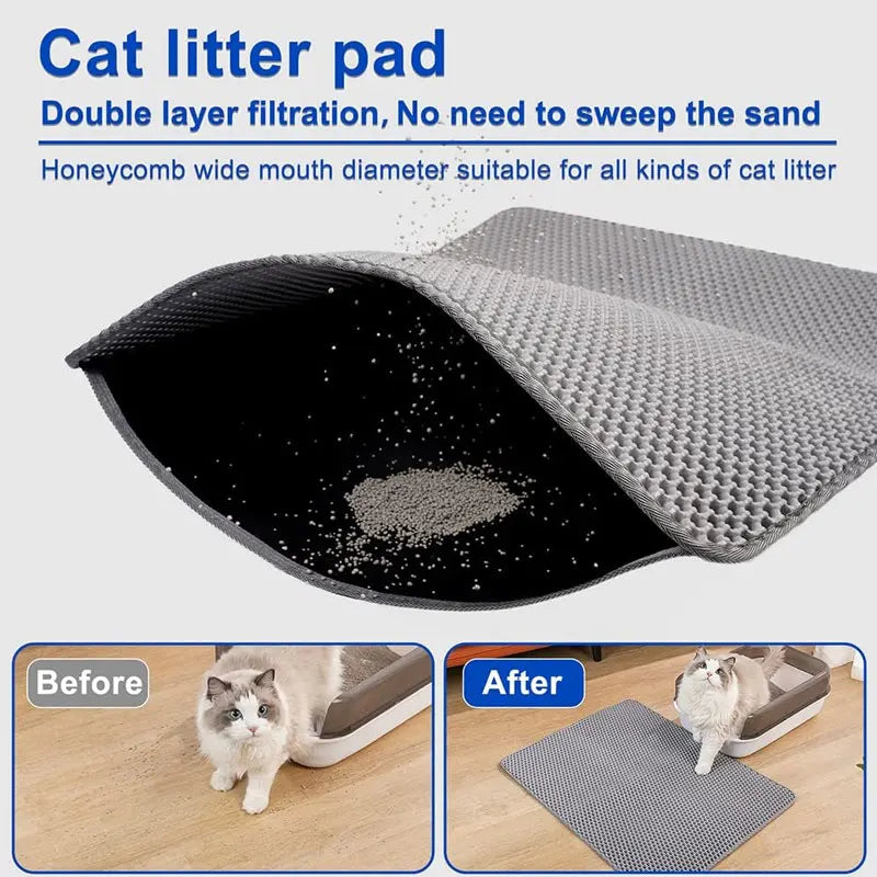 Pet Cat Litter Mat Waterproof Double Layer Cat Litter Trapping Pet Litter Box Mat Clean Pad Products For Cats Accessories Peaceful Pleasures Health and Wellness