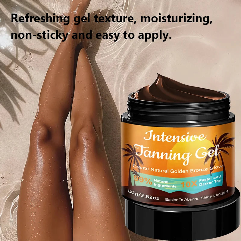 Yuitikue Intensive Tanning Gel, 80g 10X Faster Darker Tan Gel for Natural Golden Bronze Glow, 99% Natural Ingredients Peaceful Pleasures Health and Wellness