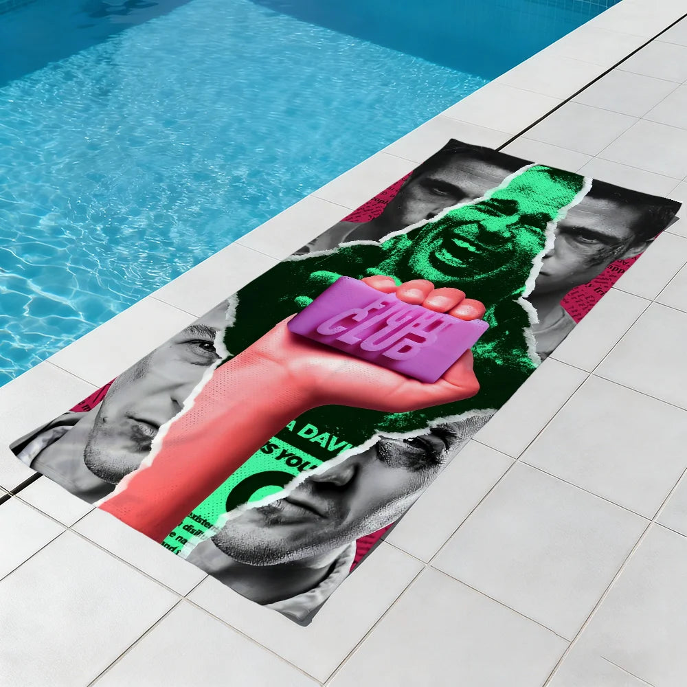 Fight Club Classic Quick-Dry Beach Towel | Gym Travel Pool Graphic Beach Towel Peaceful Pleasures Health and Wellness