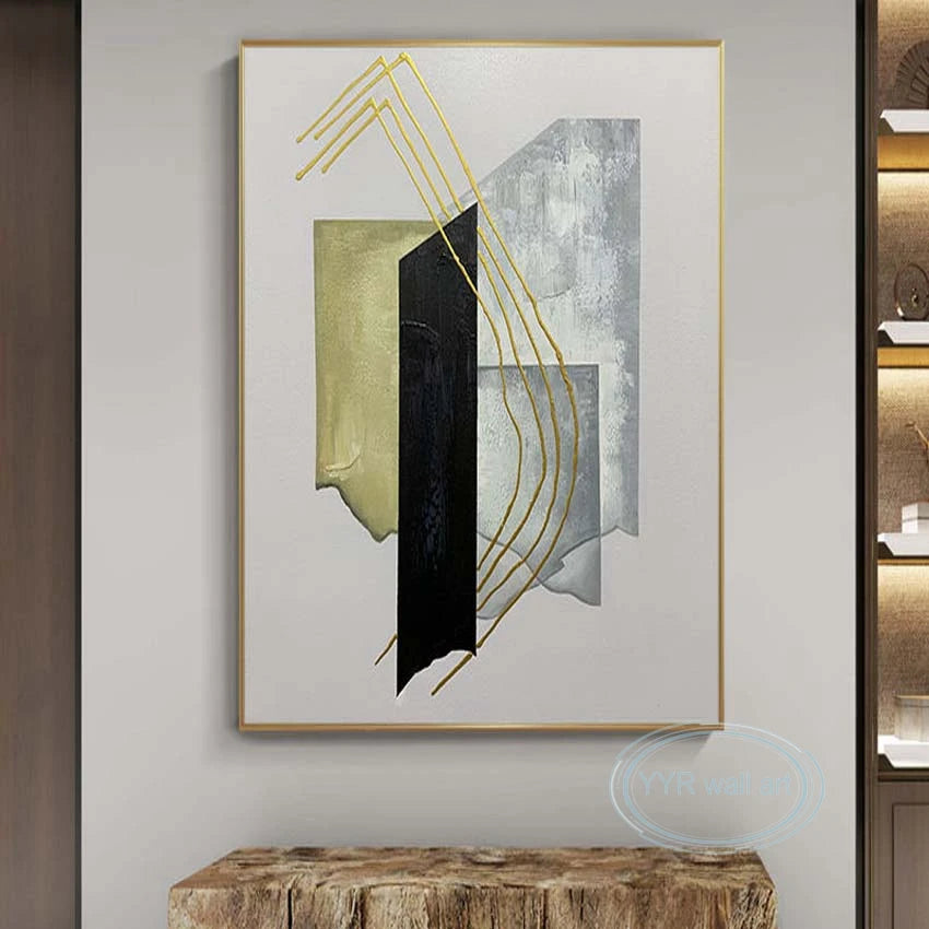 Handmade Abstract Gold Foil Oil Painting on Canvas | Wall Art Abstract Canvas Painting Peaceful Pleasures Health and Wellness