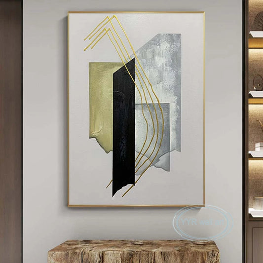 Handmade Abstract Gold Foil Oil Painting on Canvas | Wall Art Abstract Canvas Painting Peaceful Pleasures Health and Wellness