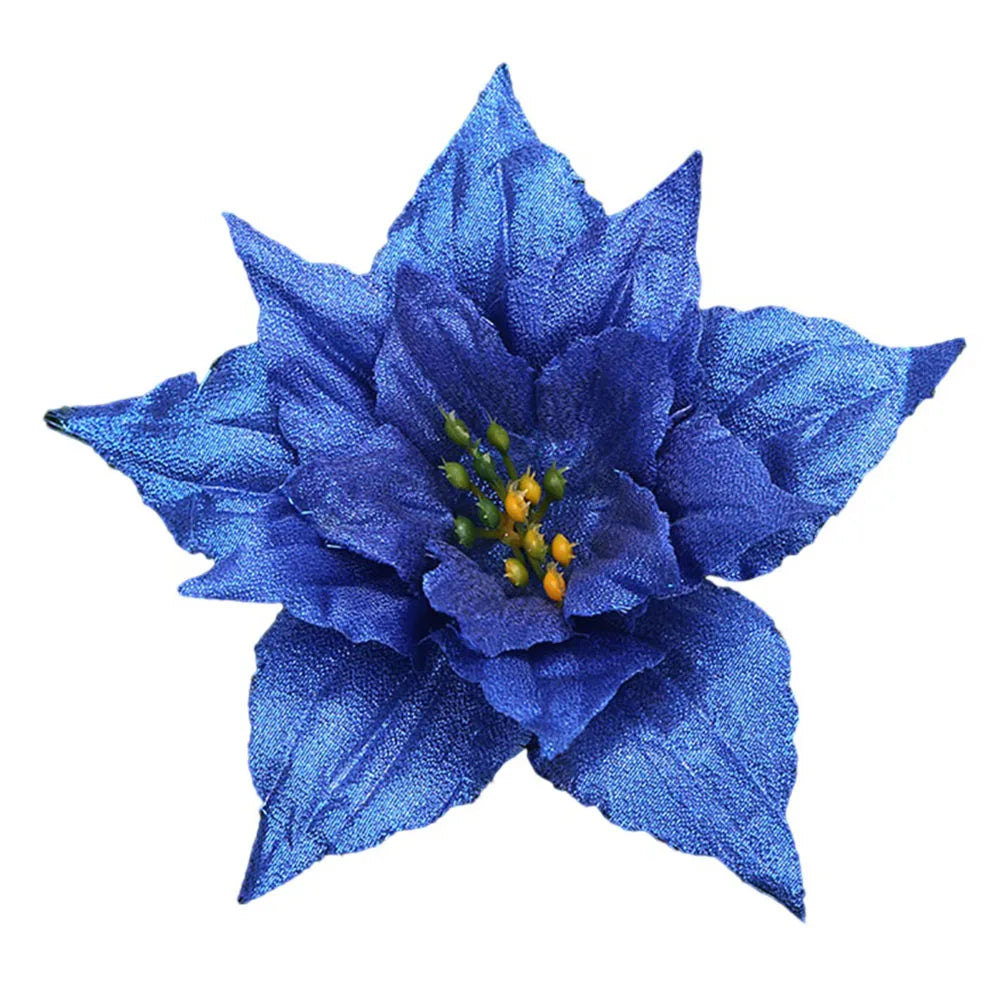 Glitter Poinsettia Christmas Flower Decoration 20cm | 10 Colors