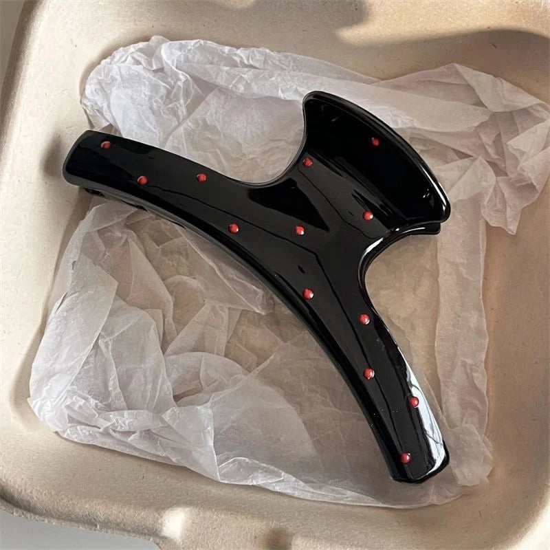 1 Women Vintage Red Polka Dot Ribbon Bow Shark Clip Hairpin Hair Claw