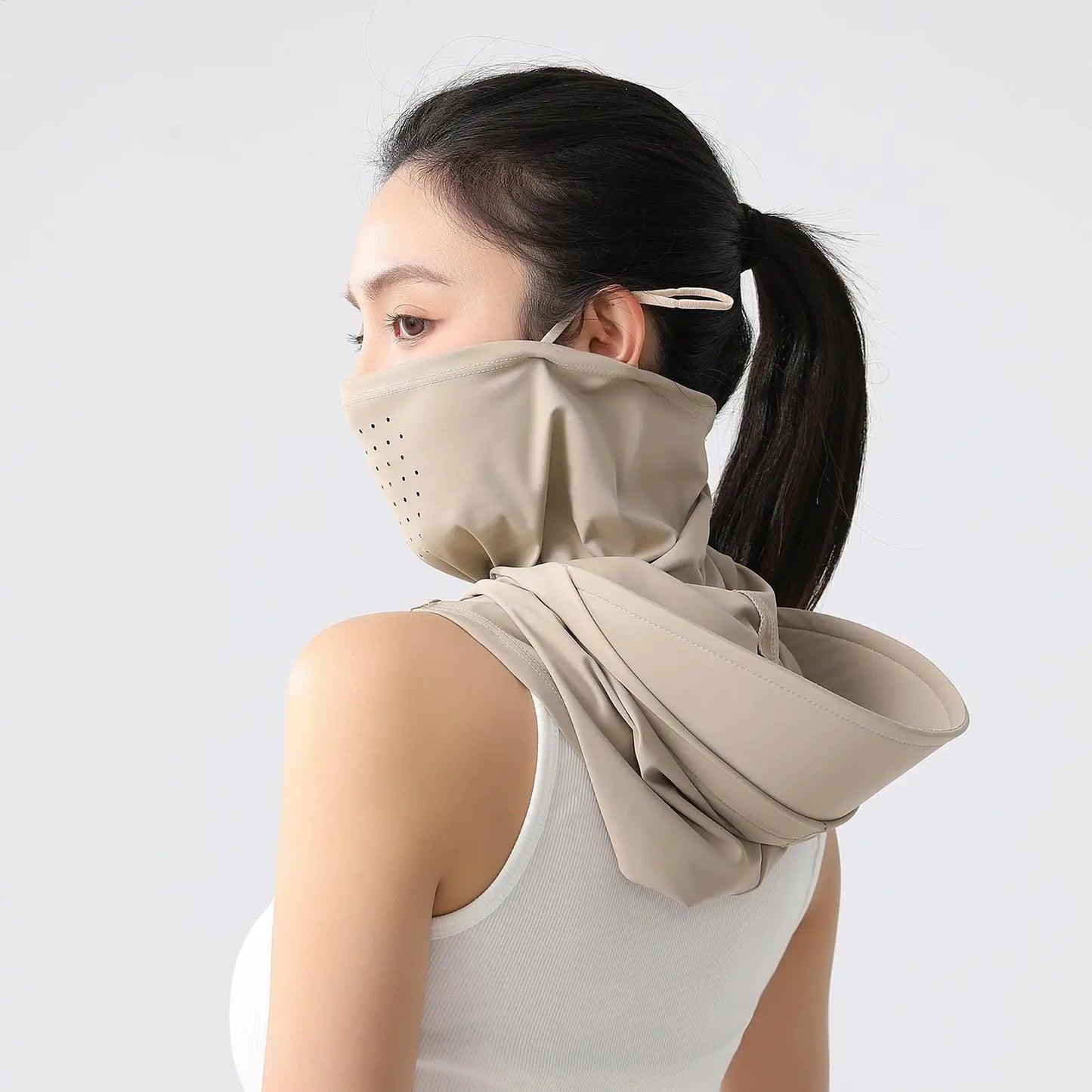 UPF 50+ Ice Silk Sun Hood – UV Face & Neck Cover for Outdoors