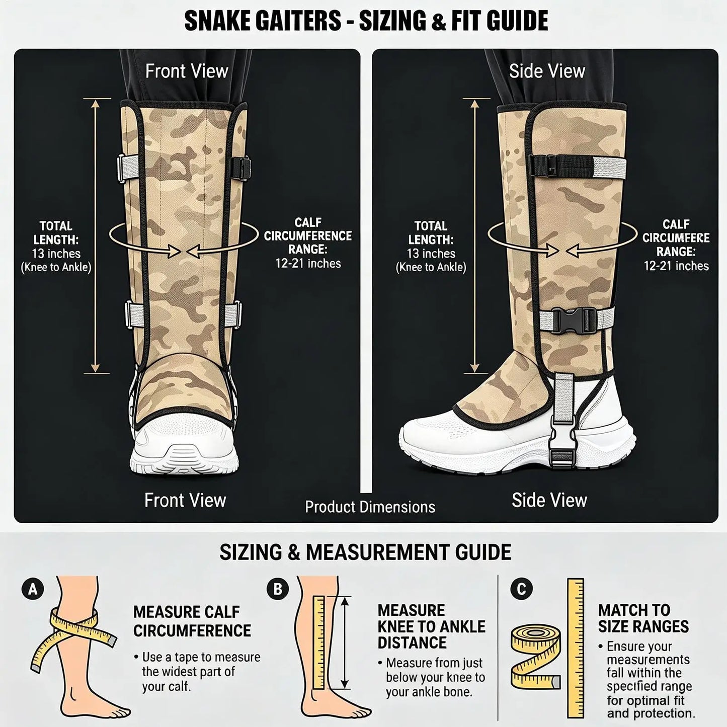 Adjustable Strap Snake Gaiters Anti Snake Bite Leg Protection Guards for Men Women Hikers Farmers Campers Fishermen Gardeners Peaceful Pleasures Health and Wellness