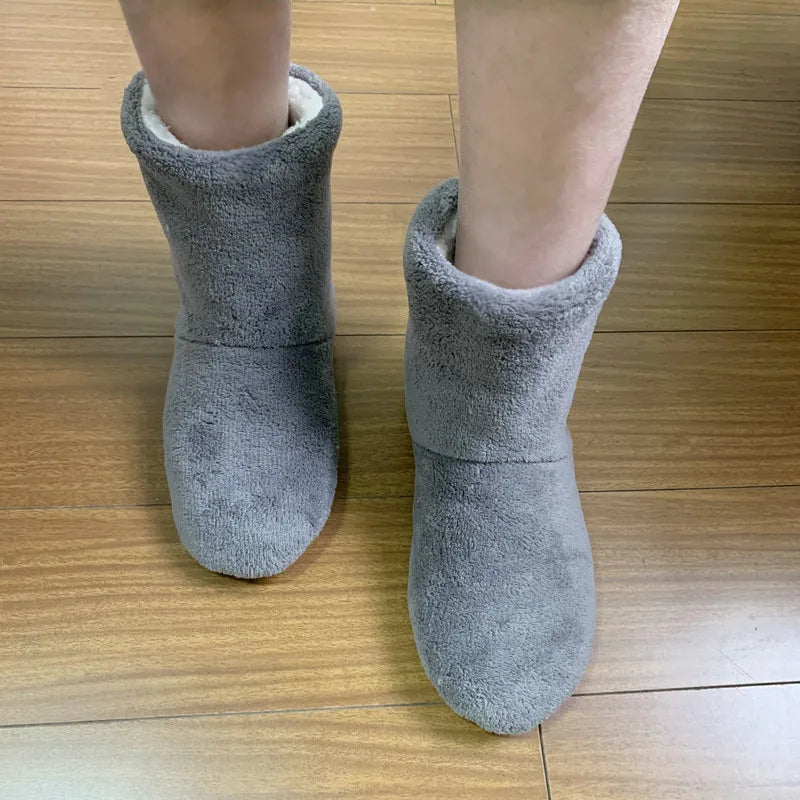 Women's Plush Sock Boots – Warm Furry Indoor Slippers