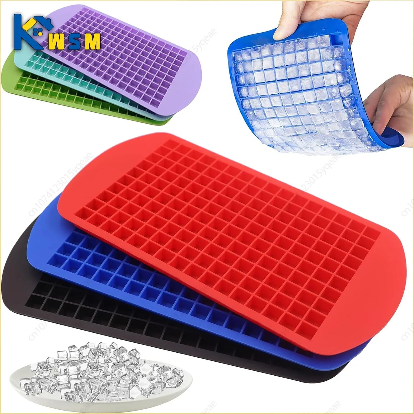 160-Grid Mini Silicone Ice Cube Tray – Foldable Small Square Mold