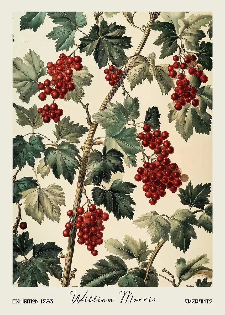 William Morris Retro Kitchen Fruit Canvas Wall Art | Dining Decor