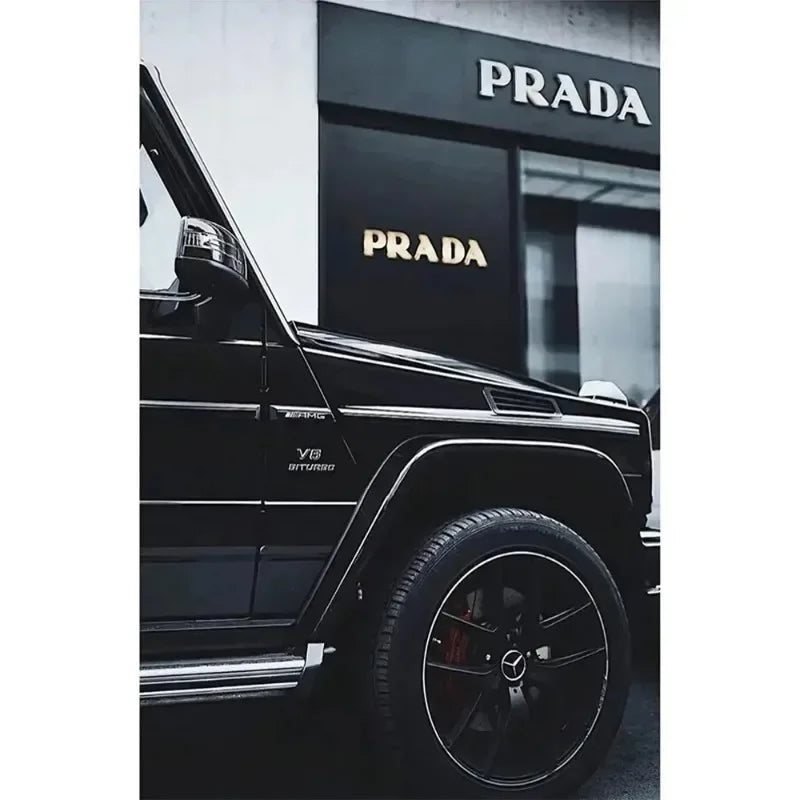 Wall Art Canvas Painting Modern Black Car Nordic Street Luxury Car Poster Black And White Pictures Home Decoration Living Roo Peaceful Pleasures Health and Wellness 2 50x70cm