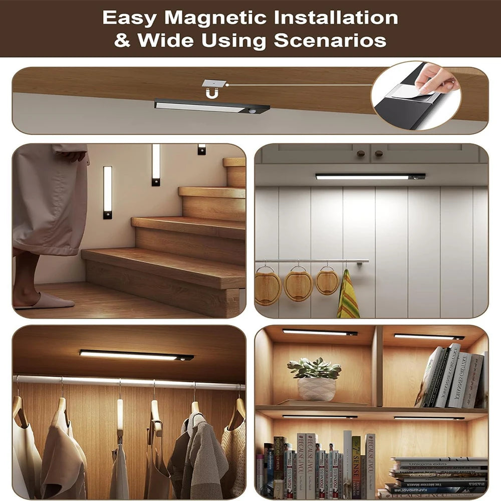 RUNTOIN LED Cabinet Light | Motion Sensor, Dimmable, Rechargeable