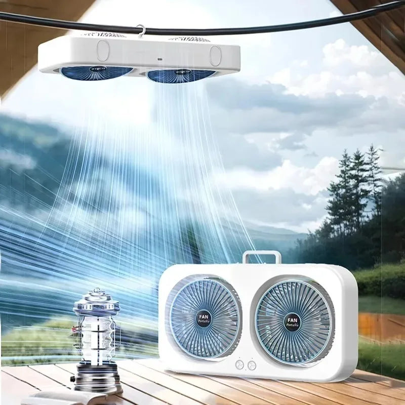 Dual Head USB Desk Fan – 3-Speed Quiet Wall Mount Cooling Fan
