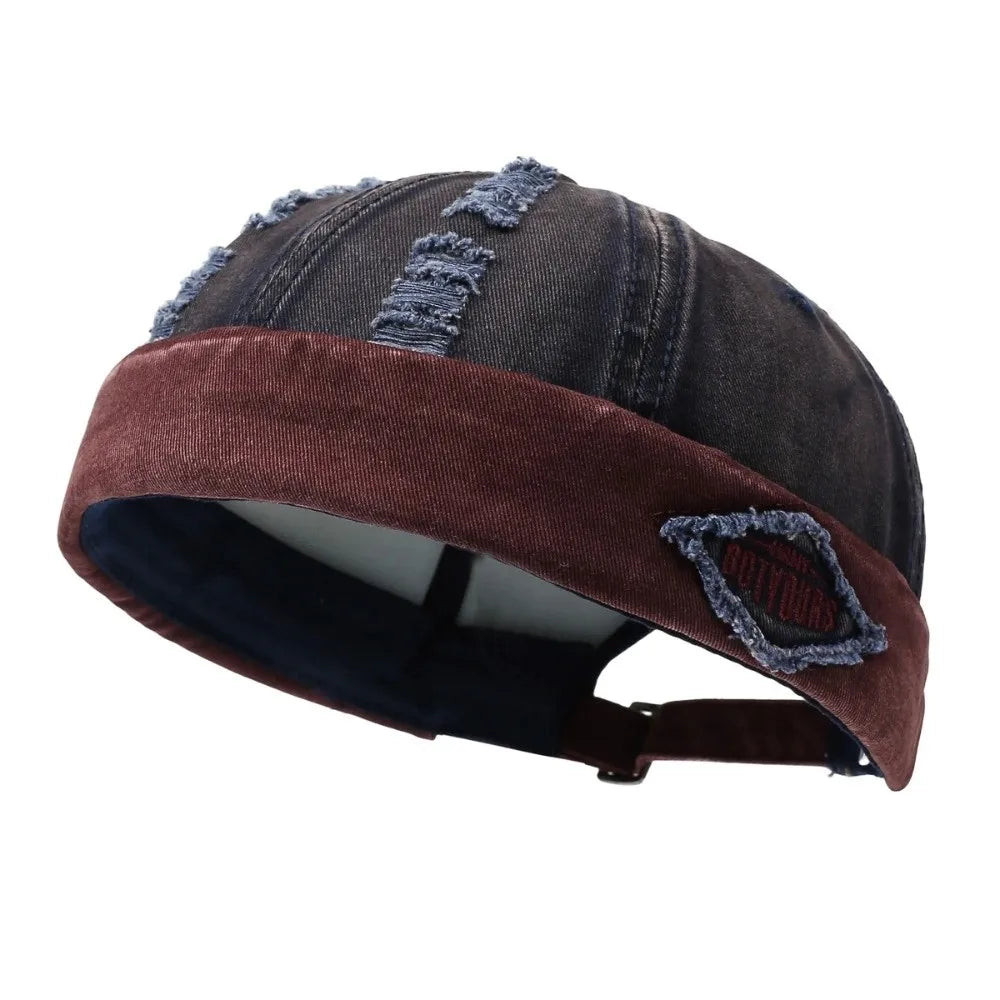 Distressed Skullcap Hat – Streetwear Hip Hop Sun Cap Unisex