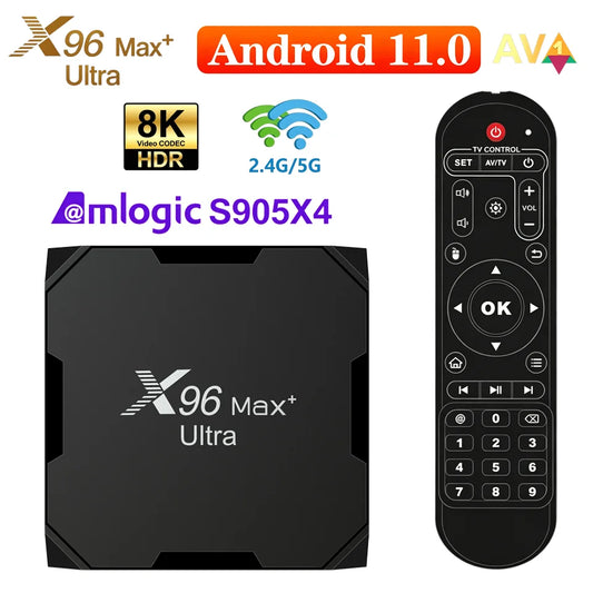 X96Max+ Ultra Amlogic S905X4 Android11 TV Box 2/4GB RAM 16-128GB ROM Dual WiFi BT4.X 100M Ethernet 4K Media Player Peaceful Pleasures Health and Wellness