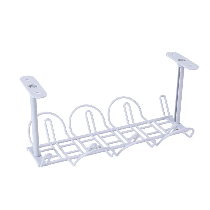 Plastic Storage Rack Cable Organizer Desk Set Rack Shelf Table Bottom Socket Holder Hanging Rack Office Stationery Holder Peaceful Pleasures Health and Wellness Grey