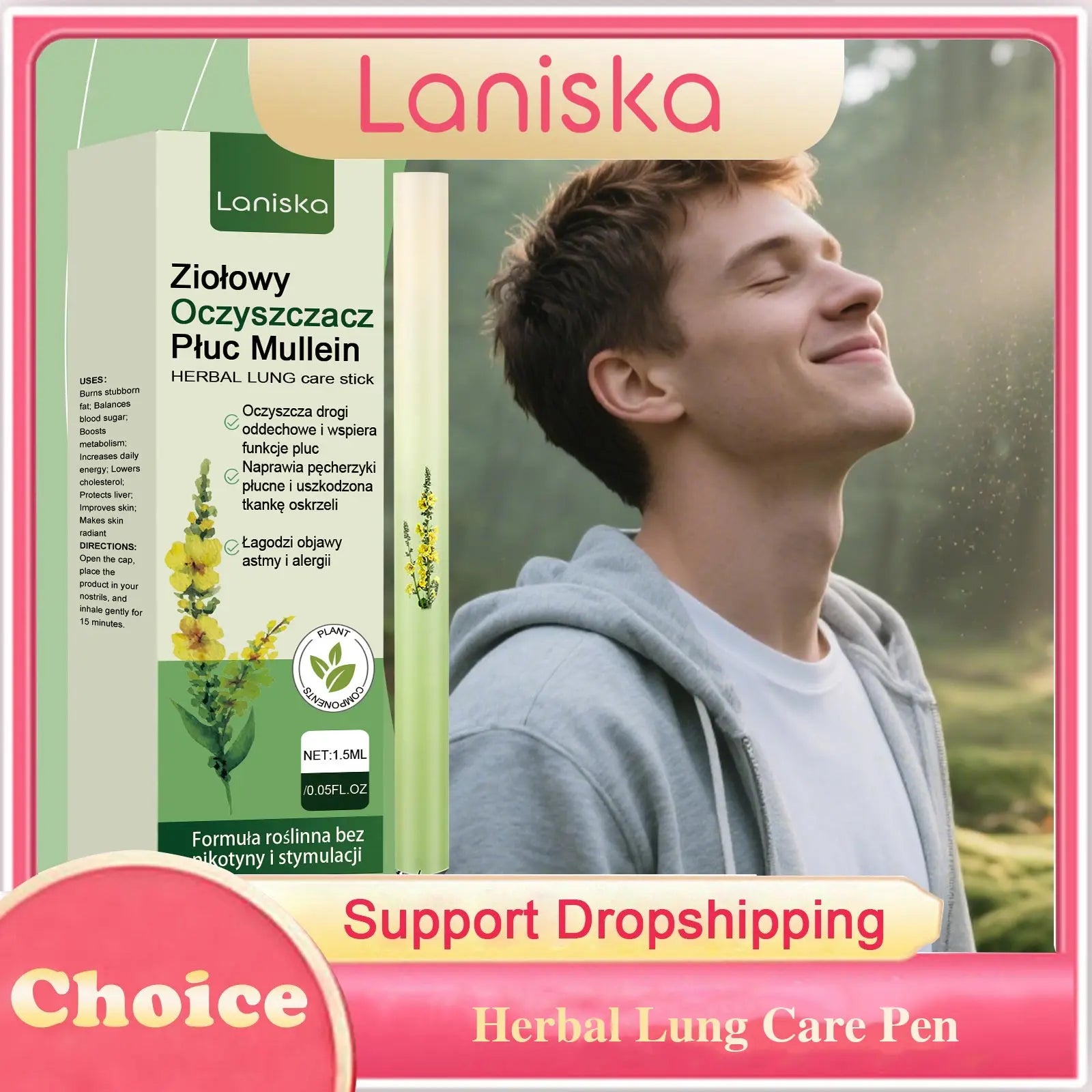 Herbal Diffuser Pen Lung Cleansing Improve Breathing Relieve Anxiety Stress Air Freshener Refresh Plant Serum Respiratory Stick Peaceful Pleasures Health and Wellness