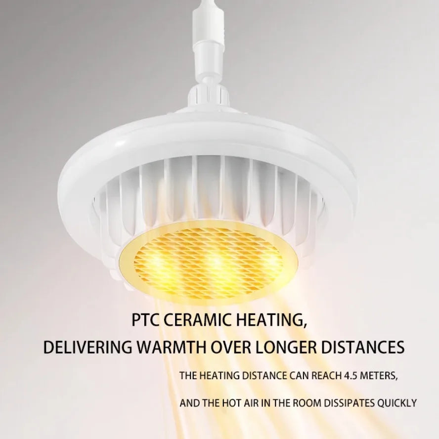600W Ceiling Fan Heater Light | PTC, LED, Remote – E27
