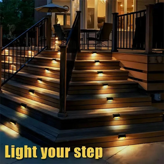 4pcs Solar Lights Outdoor Waterproof LED Fence Deck Lights for Outside Yard Balcony Garden Stair Lamp Solar Powered Step Light Peaceful Pleasures Health and Wellness