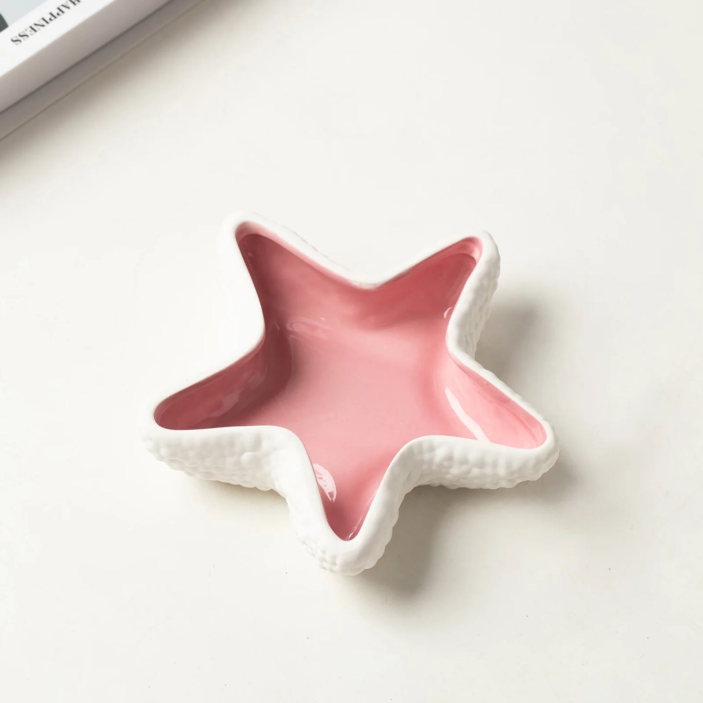 Modern White Ceramic Trinket Display Tray Custom Home Living Room Decoration Ashtray Unique 3D Starfish Ceramic Cigar ashtray Peaceful Pleasures Health and Wellness pink