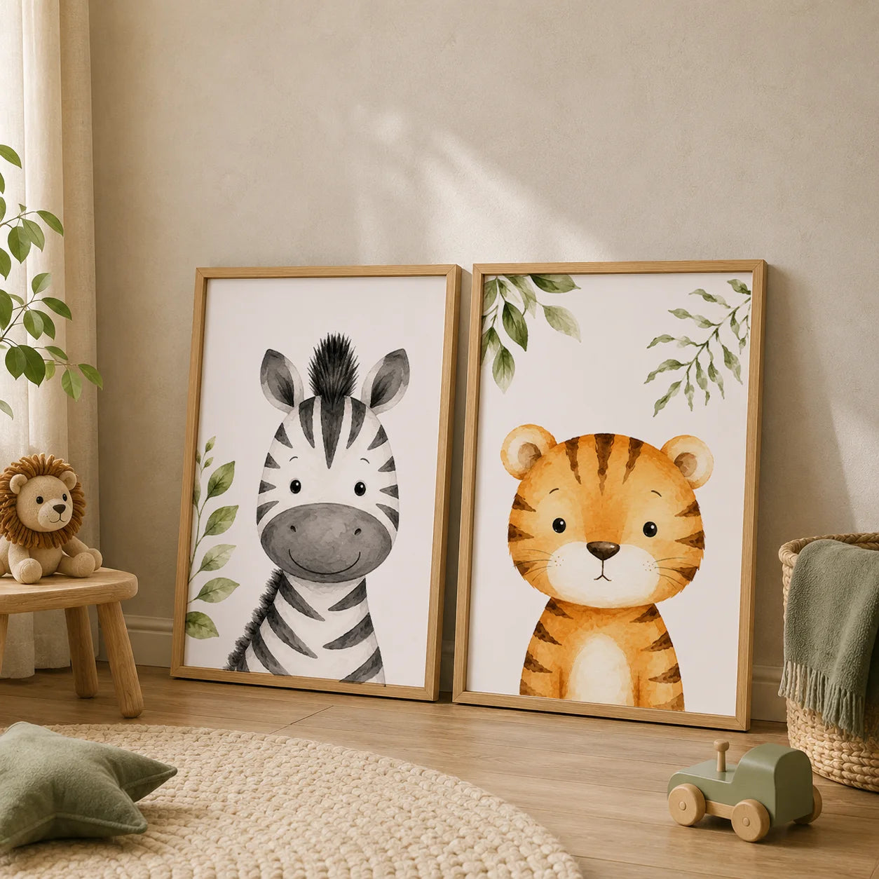 Watercolor Safari Animals Wall Art Cute Jungle Canvas Painting Poster Prints For Kids Room Nursery Decor Peaceful Pleasures Health and Wellness