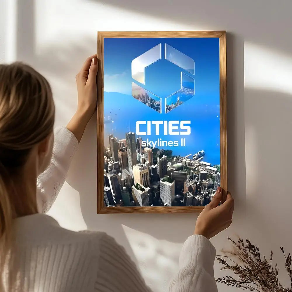 Game C-Cities: Skylines Poster HD Self Adhesive Waterproof Wall Art Ideal for Home Office Dorm Bedroom Great Gift Peaceful Pleasures Health and Wellness White6 15X20cmNoframe