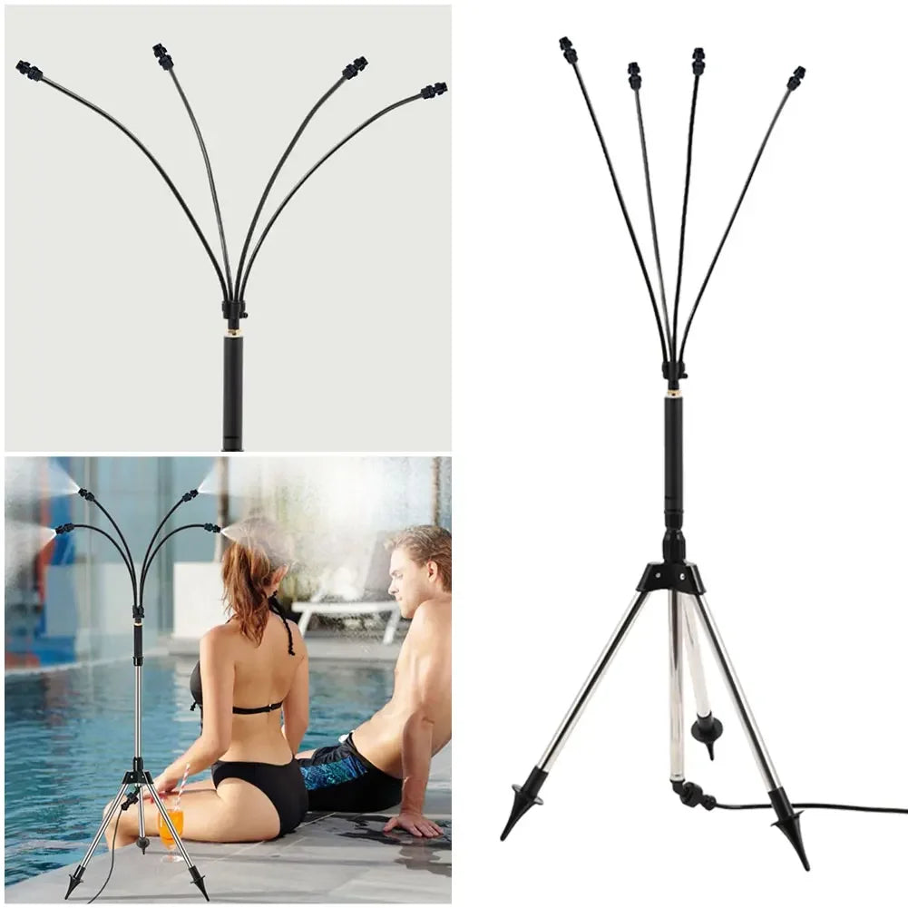 360° Adjustable Portable Patio Misting Stand for Outdoor Cooling Peaceful Pleasures Health and Wellness