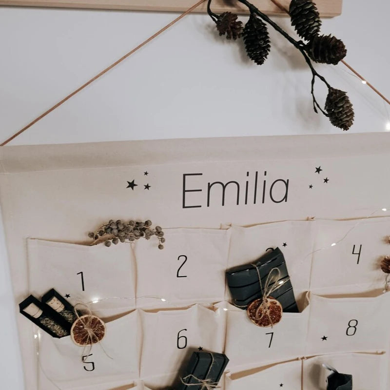 Personalized 24-Pocket Advent Calendar | Custom Name Christmas Advent Calendar Peaceful Pleasures Health and Wellness