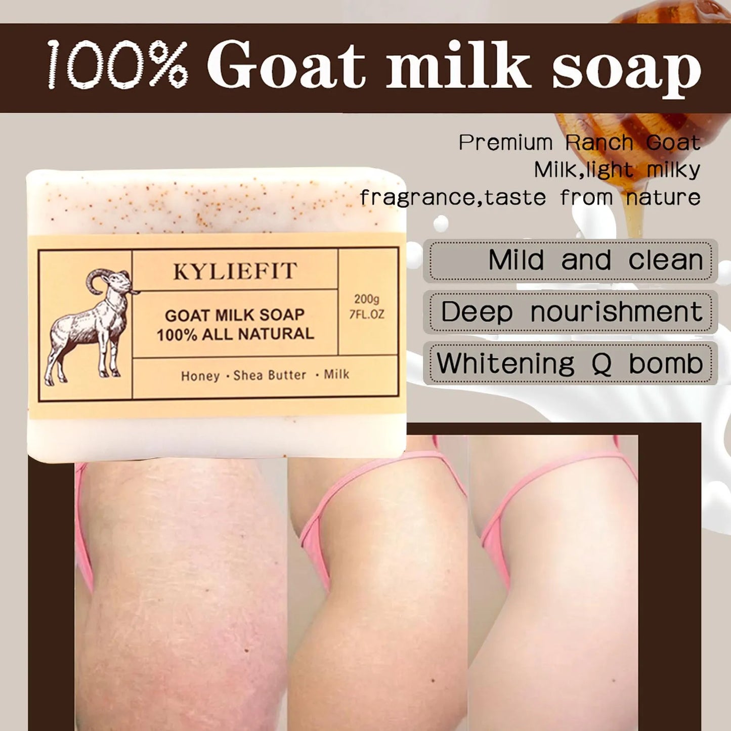 AILKE Organic Goat Milk Soap Bar | Honey & Shea Butter