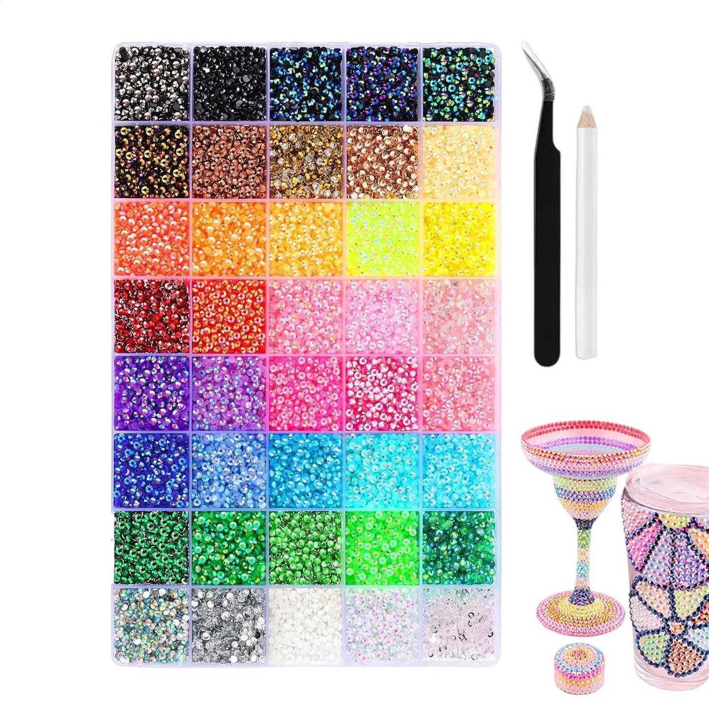 32,000 Jelly Rhinestones 40 Colors 3mm – Craft & Nail Gem Kit