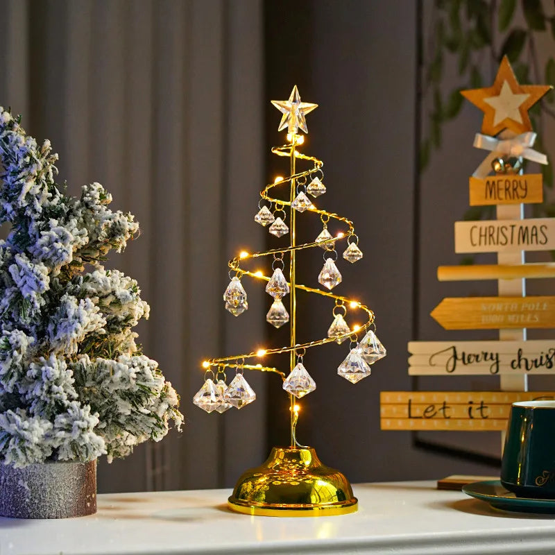 Led Desk Table Lamp Christmas Tree Spiral Crystal Light Xmas Glass Ball Decoration For Home Xmas Accessories Holiday Lighting Peaceful Pleasures Health and Wellness