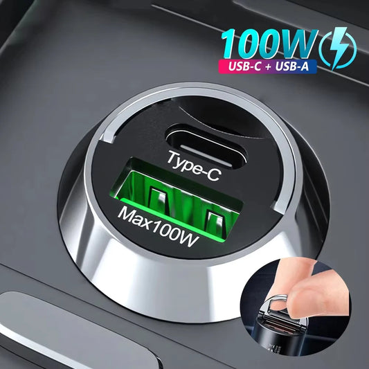Mini 100W USB-C Car Charger | PD QC Fast Charging Adapter USB-C Car Charger Peaceful Pleasures Health and Wellness