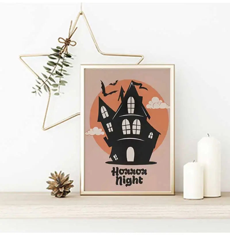 Ghost Cats Jack-o-Lanterns Halloween Canvas Wall Art Print