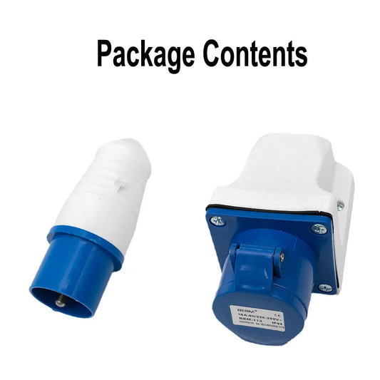 16 Amp 3 Pin Ndustrial Waterproof Socket Wall Mounted 220-250V IP44 Peaceful Pleasures Health and Wellness blue 1