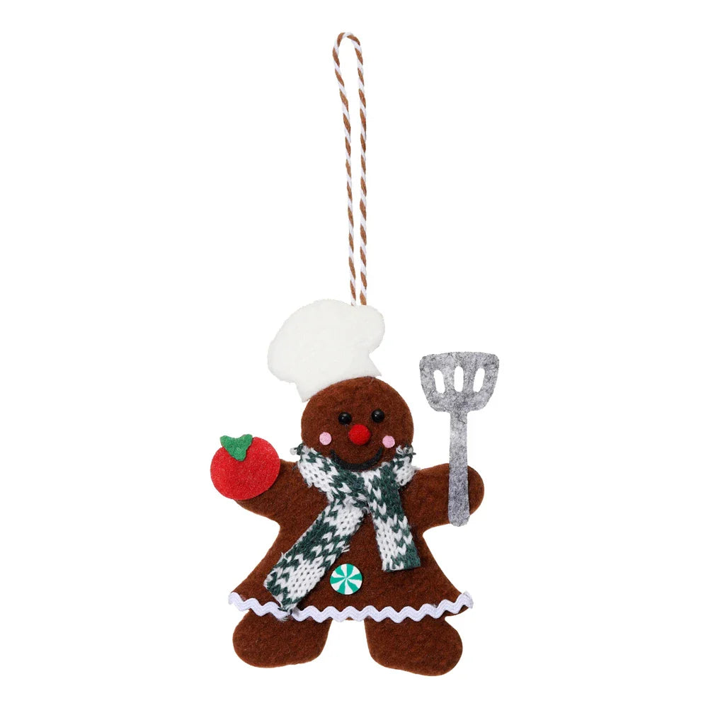 Plush Gingerbread Man Christmas Ornament Pendant | Chef
