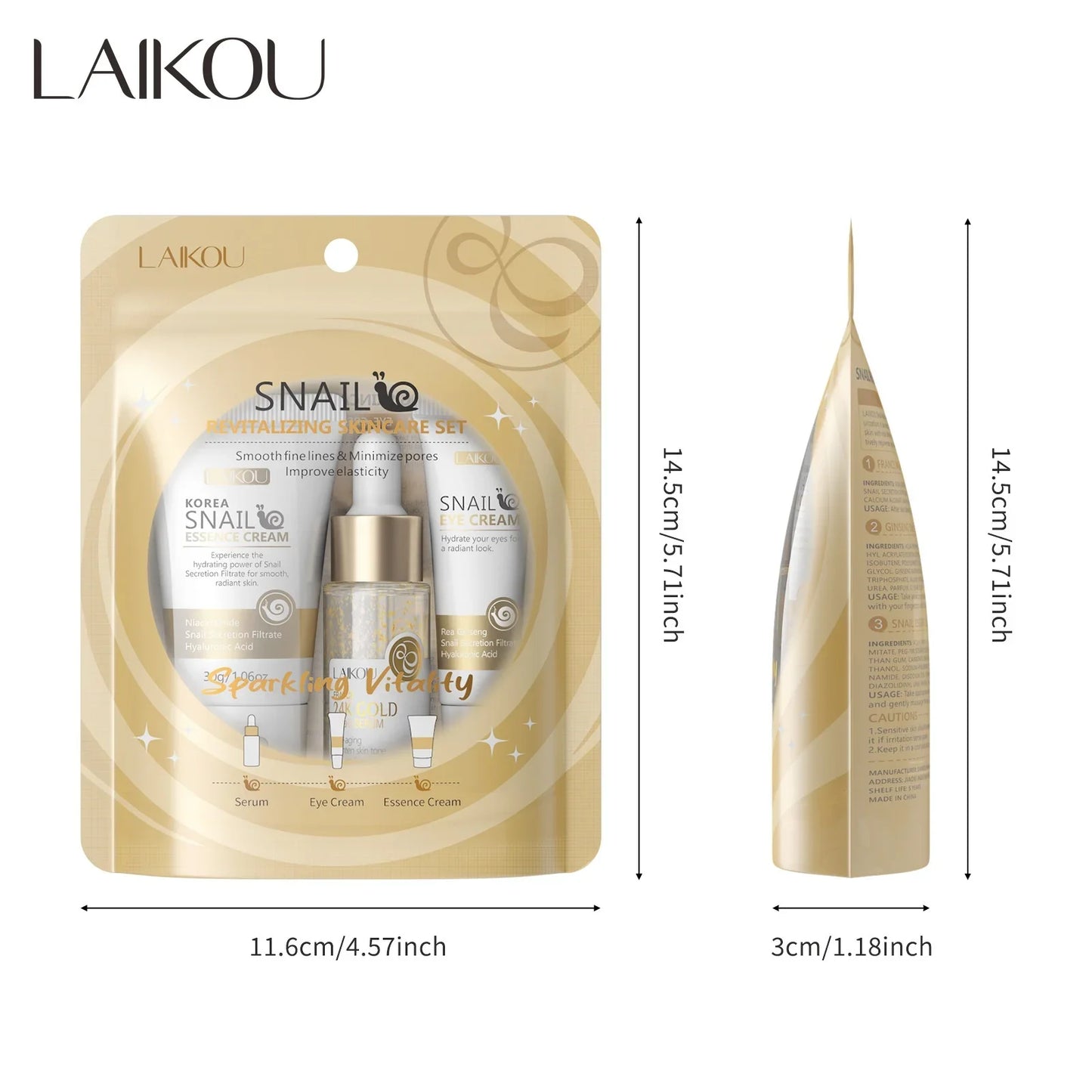 LAIKOU 24K Gold Snail Serum Eye Cream & Essence Set