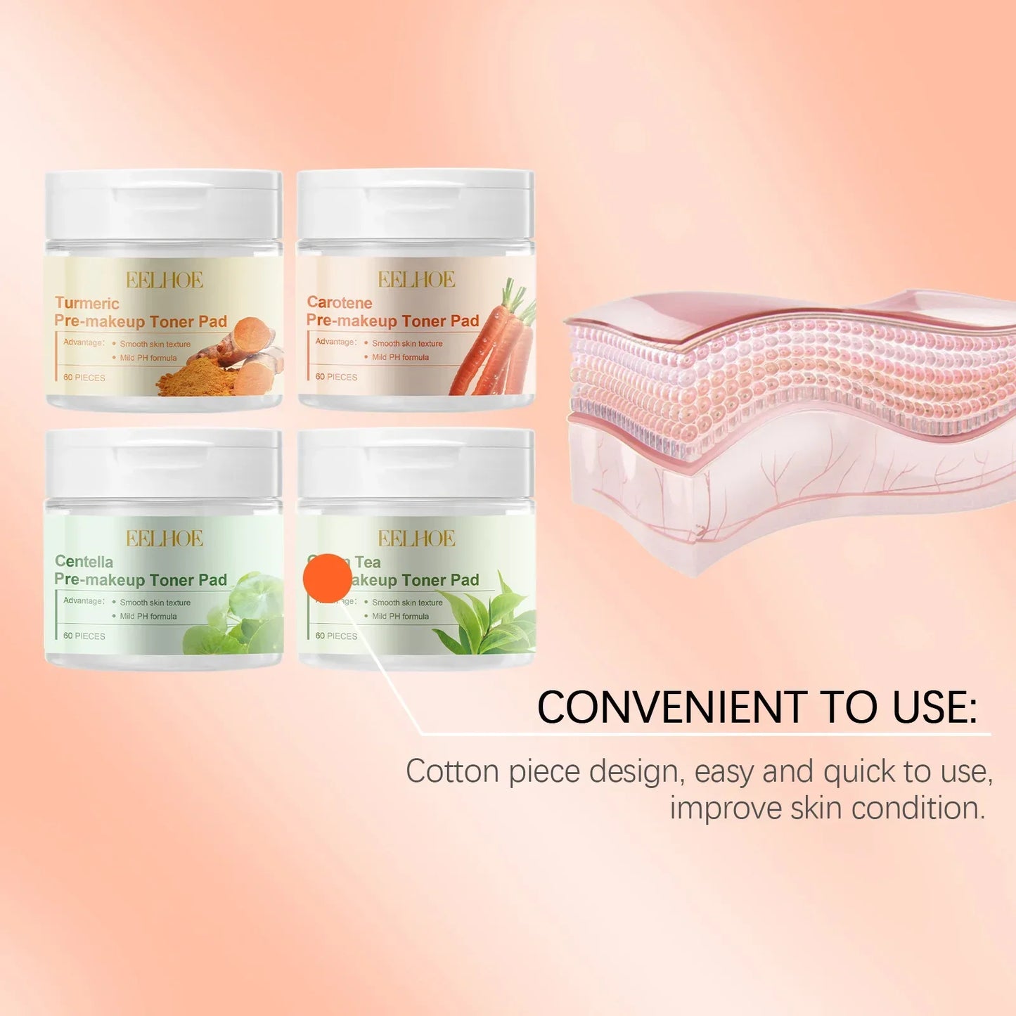 EELHOE Face Cotton Pads – Hyaluronic Acid Moisturizing Skin Care Peaceful Pleasures Health and Wellness