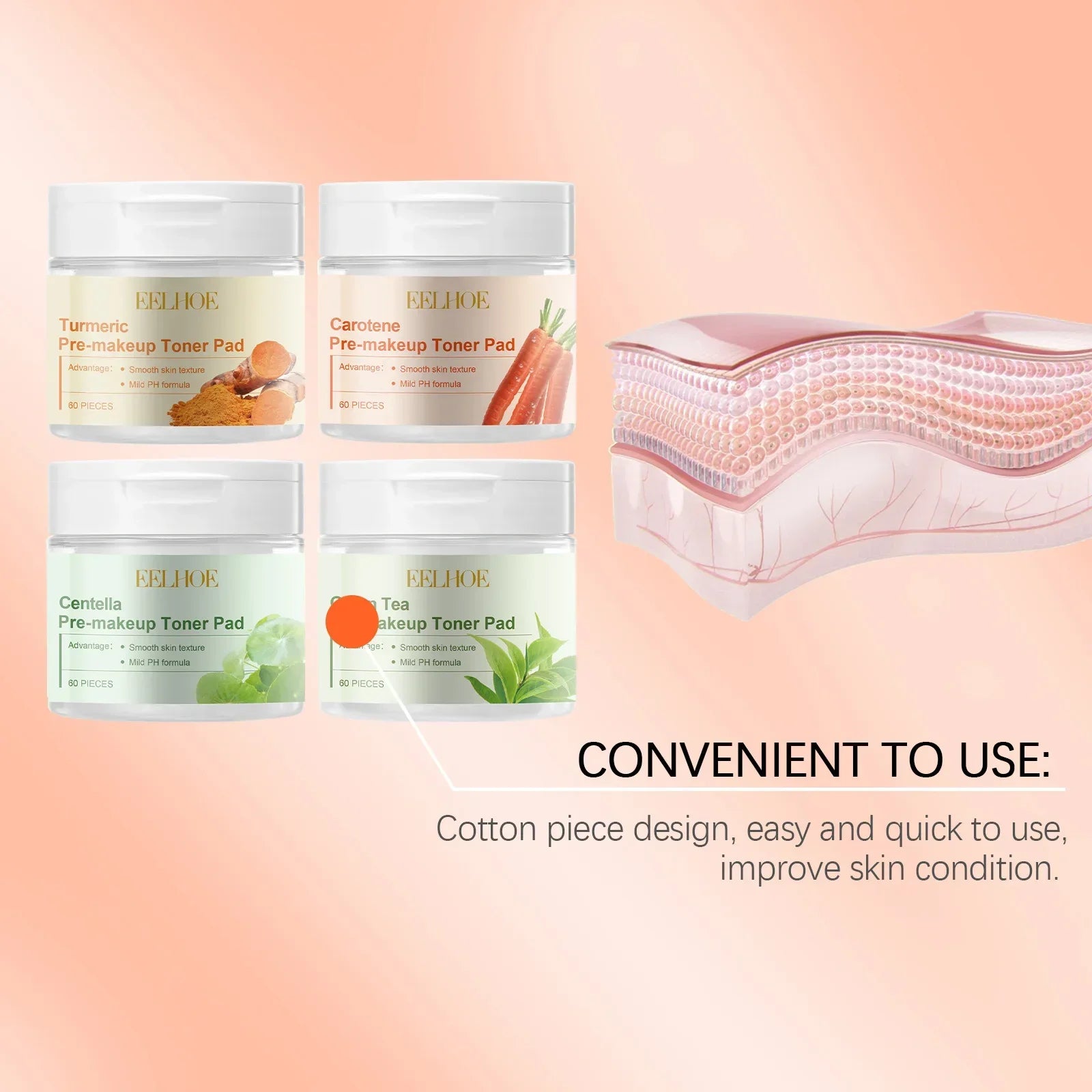 EELHOE Face Cotton Pads – Hyaluronic Acid Moisturizing Skin Care Peaceful Pleasures Health and Wellness