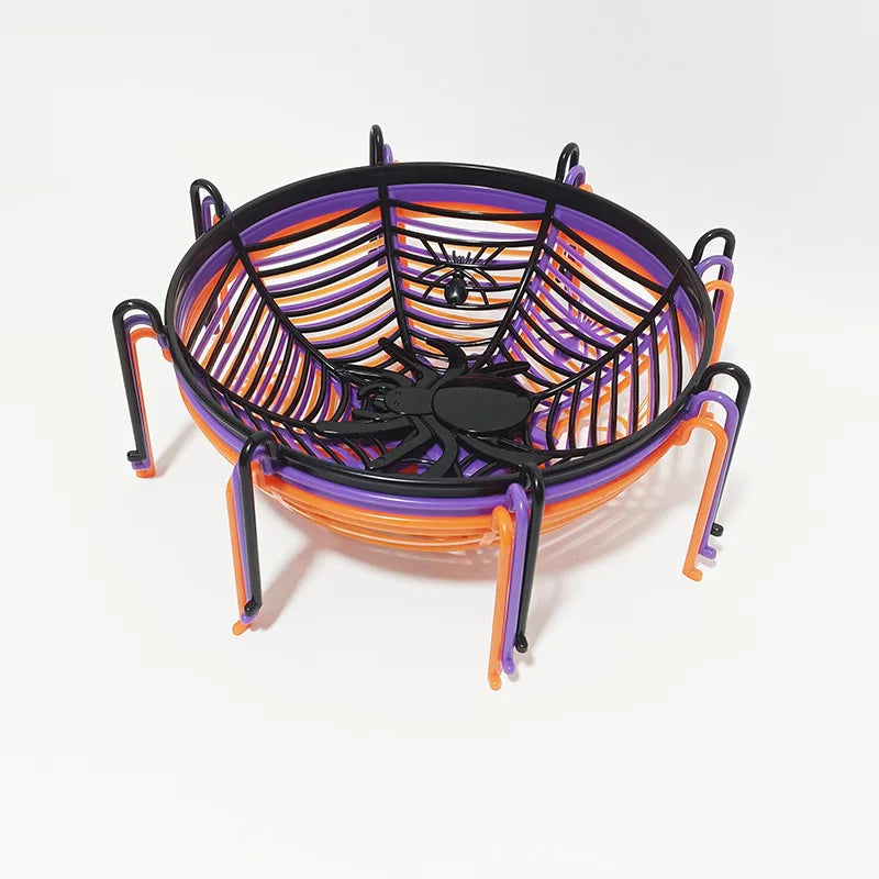 Halloween Black Spider Web Bowl Fruit Plate Candy Biscuit Basket