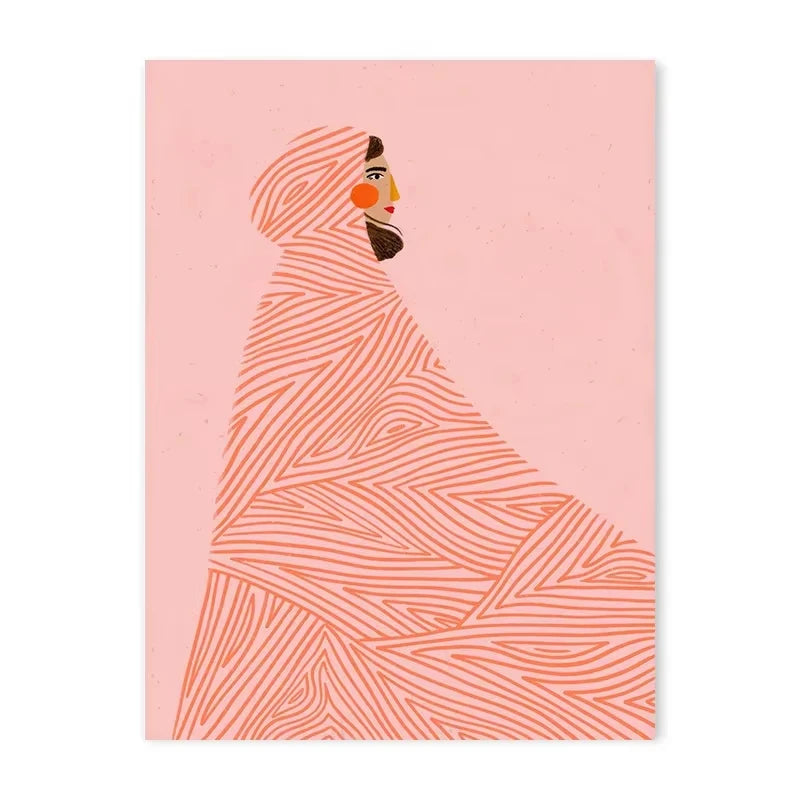 Fashion Retro Long Hair Girl Art Poster Abstract Avant-garde Girls Dorm Room Canvas Painting Bedroom Decorative Wall Art Peaceful Pleasures Health and Wellness CJ54171 55x75cm