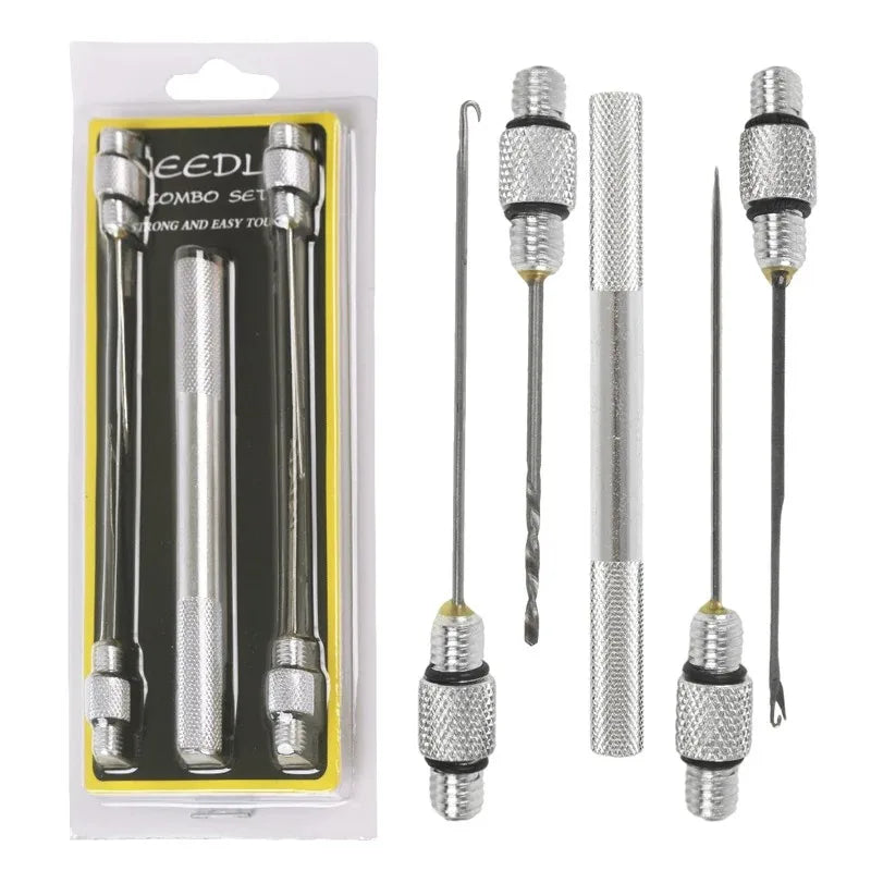 European Bait Threading Tools European Cove Fishing Gear Metal Hook and Needle 5-Piece Set Fishing Tools Fishing Gear Accessorie Peaceful Pleasures Health and Wellness Silver