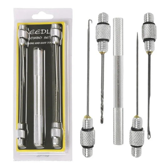 European Bait Threading Tools European Cove Fishing Gear Metal Hook and Needle 5-Piece Set Fishing Tools Fishing Gear Accessorie Peaceful Pleasures Health and Wellness Silver
