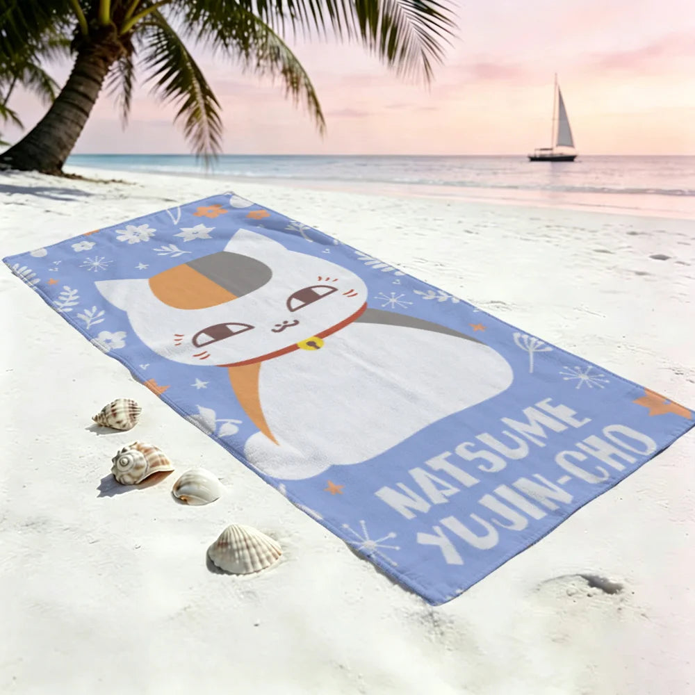 Anime Cat Nyanko Madara Quick-Dry Beach Towel | 11 Sizes Beach Towel Peaceful Pleasures Health and Wellness