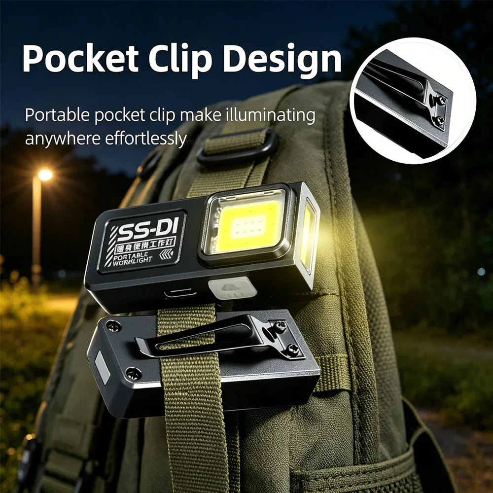 Mini COB LED Flashlight – 800 Lumen, Rechargeable & Waterproof EDC
