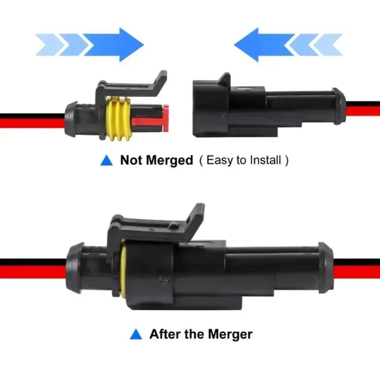 10-Pack Waterproof 2-Pin Connectors 20 AWG | Car, Boat & Truck Waterproof Wire Connector Oasis Select