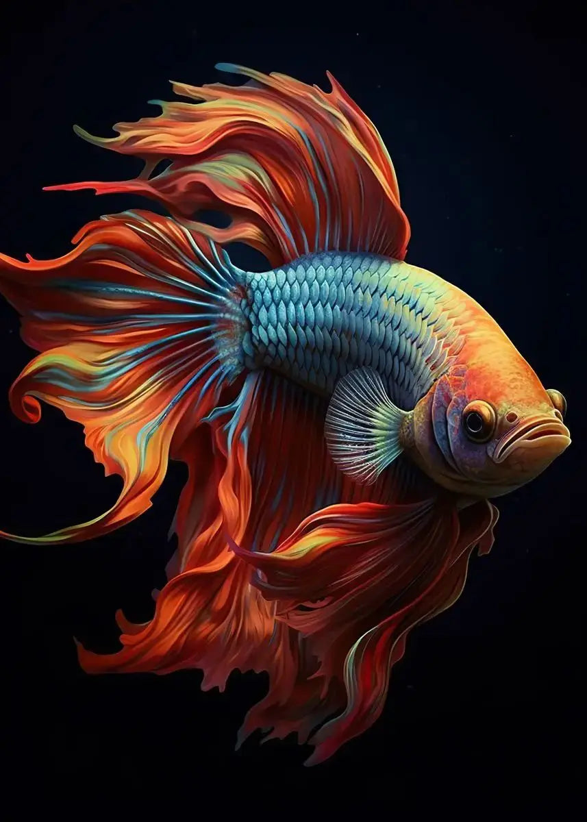 Tropical Fish Canvas Wall Art | Betta Goldfish Rainbow Fish Print