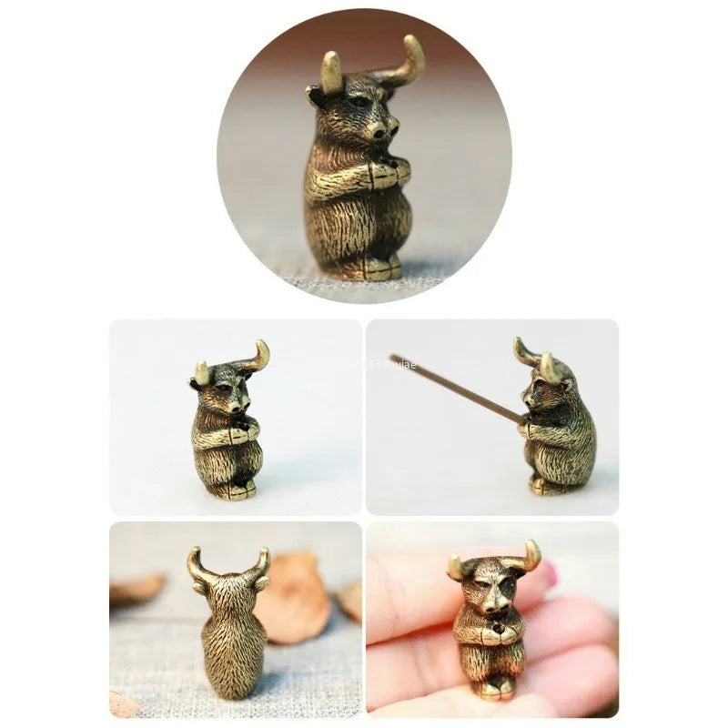 1 Pcs Metal Incense Stick Holder Burner Censer Mini Chinese Zodiac Animal Stick Stand Collectable Figurine for Home Decoration Peaceful Pleasures Health and Wellness