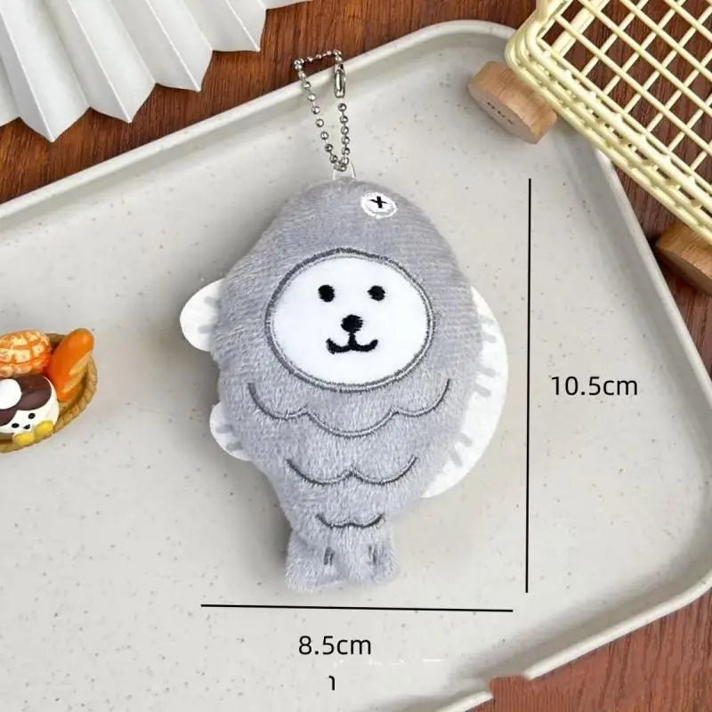 Cute Plush Fish Bear Keychain – Cartoon Doll Bag Charm Gift